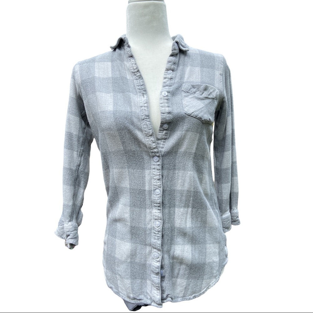 Rails White And Gray Plaid Hi-Low Hem Small
